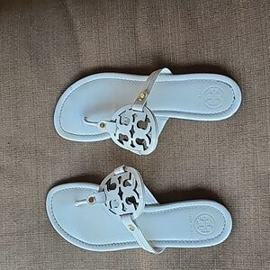 tory burch miller patent white sandals